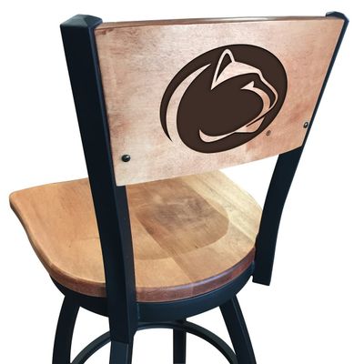 Holland Bar Stool Co. L038-36" Black Wrinkle Penn State Swivel Bar Stool with Laser Engraved Back by The
