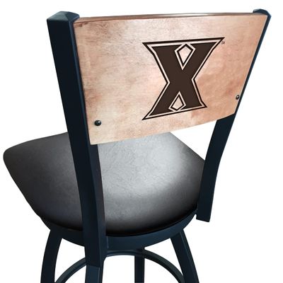 Holland Bar Stool Co. L038-36" Black Wrinkle Xavier Swivel Bar Stool with Laser Engraved Back by The