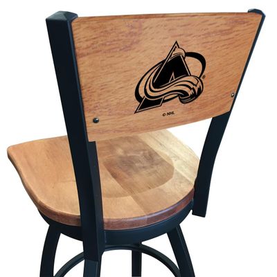 Holland Bar Stool Co. L038-36" Black Wrinkle Colorado Avalanche Swivel Bar Stool with Laser Engraved Back by The