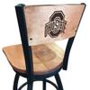 Holland Bar Stool Co. L038-36" Black Wrinkle Ohio State Swivel Bar Stool with Laser Engraved Back by The view 4