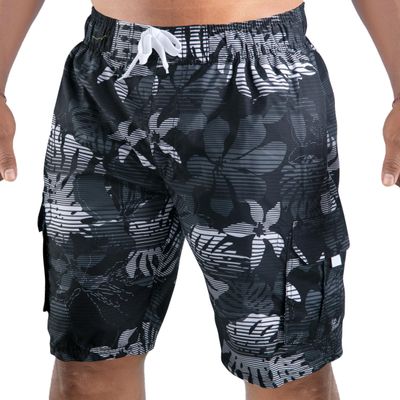 Kanu Surf Men's Barracuda Swim Trunks (Regular & Extended Sizes), Paradise Black, Medium