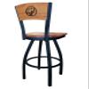 Holland Bar Stool Co. L038-36" Black Wrinkle Bemidji State Swivel Bar Stool with Laser Engraved Back by The view 3