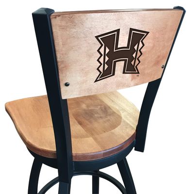 Holland Bar Stool Co. L038-36" Black Wrinkle Hawaii Swivel Bar Stool with Laser Engraved Back by The