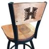 Holland Bar Stool Co. L038-36" Black Wrinkle Hawaii Swivel Bar Stool with Laser Engraved Back by The