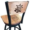 Holland Bar Stool Co. L038-36" Black Wrinkle Wichita State Swivel Bar Stool with Laser Engraved Back by The view 1