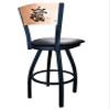 Holland Bar Stool Co. L038-36" Black Wrinkle Wichita State Swivel Bar Stool with Laser Engraved Back by The view 4