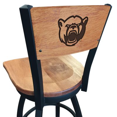 Holland Bar Stool Co. L038-36" Black Wrinkle Baylor Swivel Bar Stool with Laser Engraved Back by The
