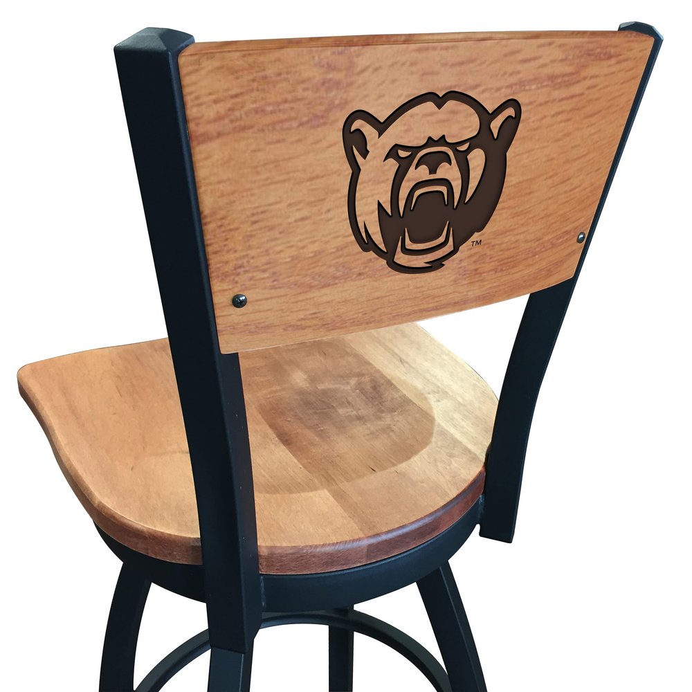 Holland Bar Stool Co. L038-36" Black Wrinkle Baylor Swivel Bar Stool with Laser Engraved Back by The