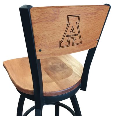 Holland Bar Stool Co. L038-36" Black Wrinkle Appalachian State Swivel Bar Stool with Laser Engraved Back by The