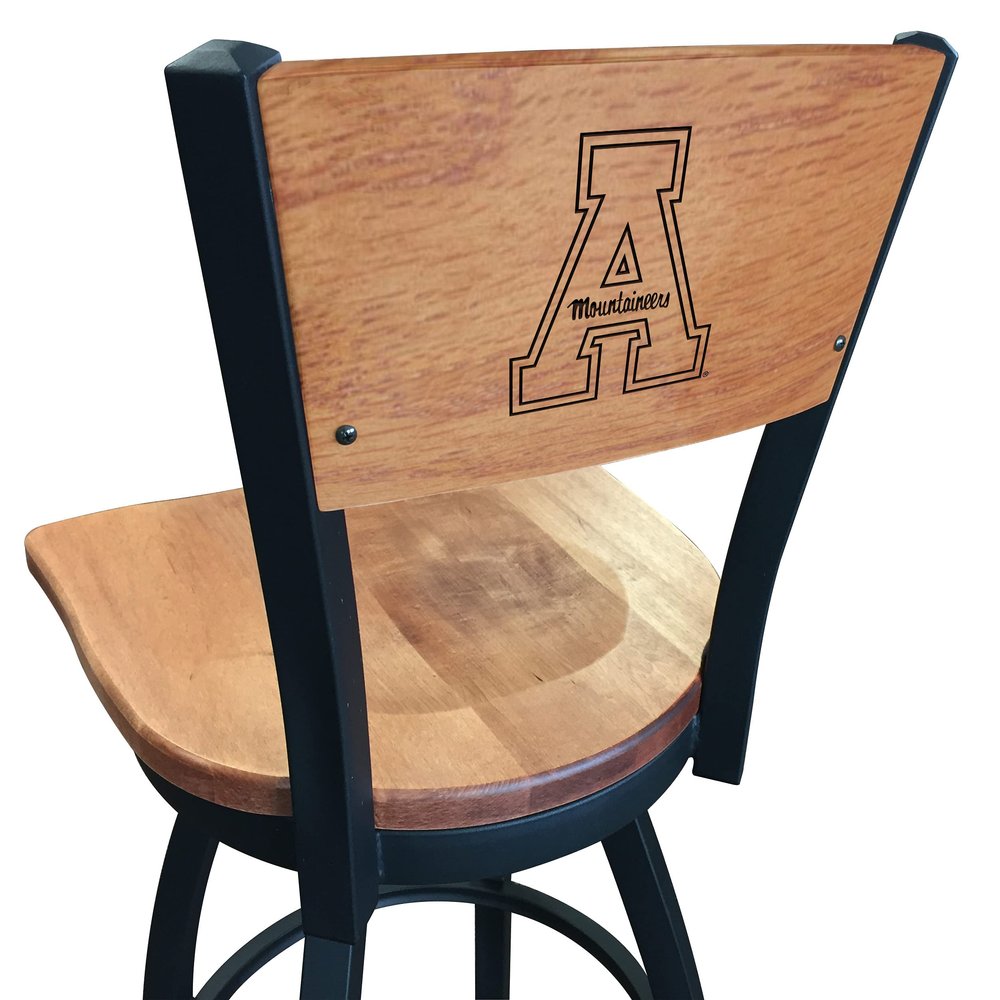 Holland Bar Stool Co. L038-36" Black Wrinkle Appalachian State Swivel Bar Stool with Laser Engraved Back by The