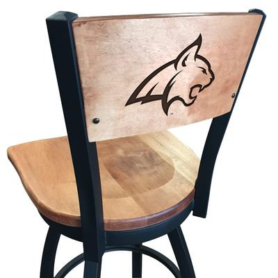 Holland Bar Stool Co. L038-36" Black Wrinkle Montana State Swivel Bar Stool with Laser Engraved Back by The