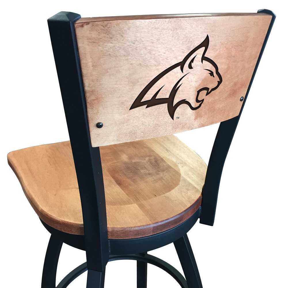 Holland Bar Stool Co. L038-36" Black Wrinkle Montana State Swivel Bar Stool with Laser Engraved Back by The