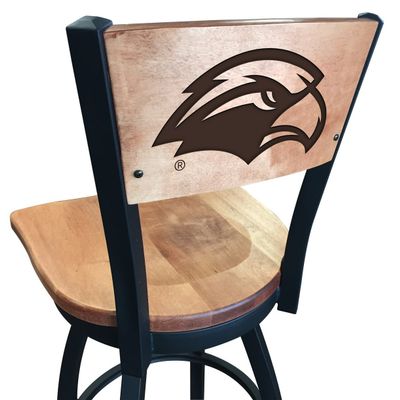 Holland Bar Stool Co. L038-36" Black Wrinkle Southern Miss Swivel Bar Stool with Laser Engraved Back by The