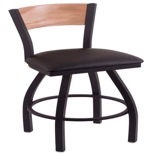 Holland Bar Stool Co. L038-36" Black Wrinkle U.S. Marines Swivel Bar Stool with Laser Engraved Back by The