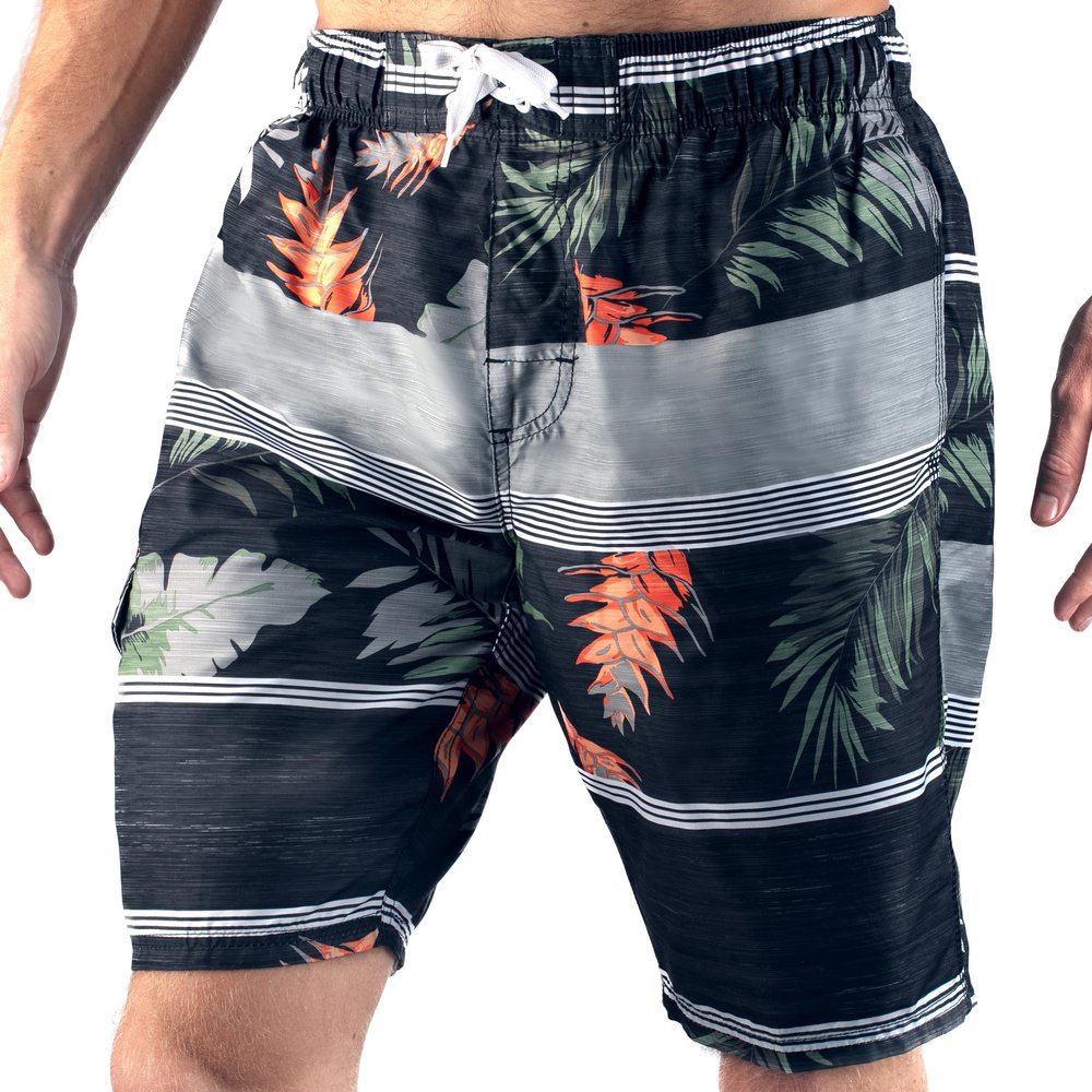Kanu Surf Men's Barracuda Swim Trunks (Regular & Extended Sizes), Condor Black/Or, XX-Large
