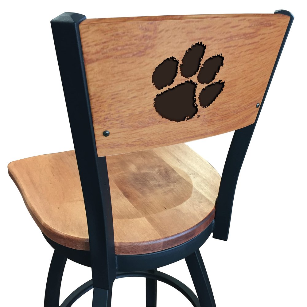 Holland Bar Stool Co. L038-36" Black Wrinkle Clemson Swivel Bar Stool with Laser Engraved Back by The