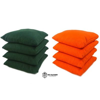 Get Outside Games 8 Classic Series Cornhole Bags All Weather/Weather Resistant (Dark Green & Orange)