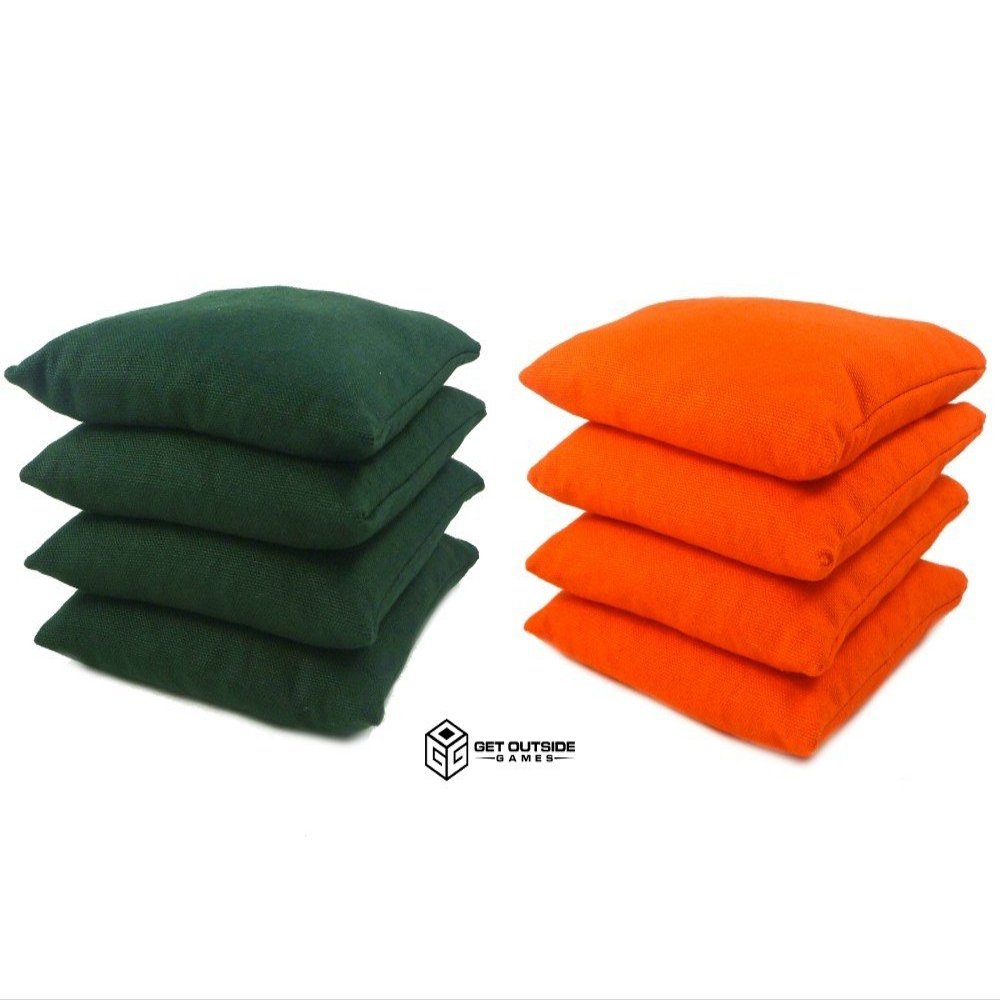 Get Outside Games 8 Classic Series Cornhole Bags  All Weather/Weather Resistant (Dark Green & Orange)