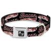 Dog Collar Seatbelt Buckle Bacon Baseball Script 16 to 23 Inches 1.5 Inch Wide view 1