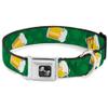 Dog Collar Seatbelt Buckle St Pats Clovers Beer Mugs Greens 13 to 18 Inches 1.5 Inch Wide view 1