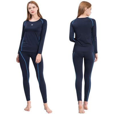 FITEXTREME Womens MAXHEAT Fleece Long Johns Thermal Underwear Set Navy S