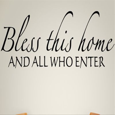 Bless This Home and All Who Enter Wall Decals Stickers, Black, 24"