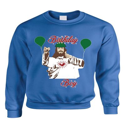 ALLNTRENDS Adult Crewneck Birthday Boy Jesus Ugly Christmas Sweater (3XL, Royal Blue)