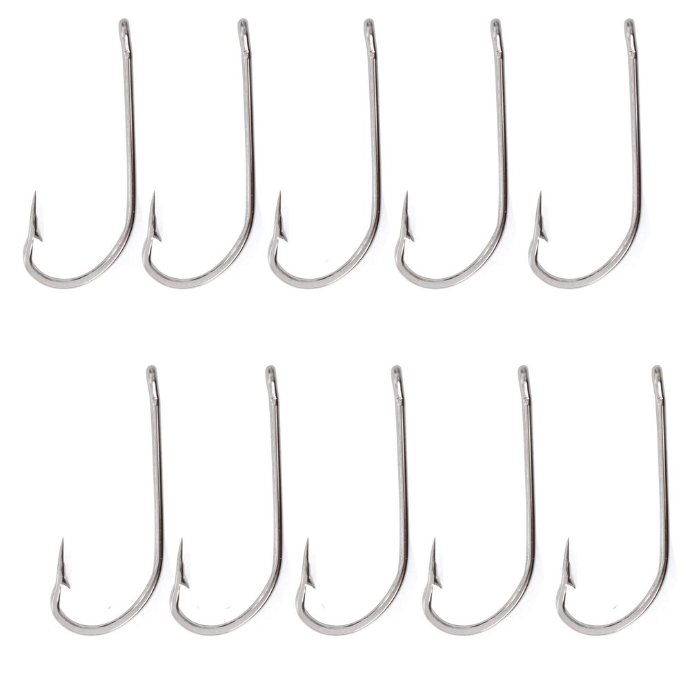 10pcs Fish WOW! 34007 O' Shaughnessy Stainless Steel Hooks - Size 8/0