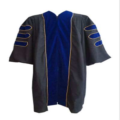 Grad Days Doctoral Graduation Gown Unisex Deluxe Royal Blue Velvet Gold Piping (RB48), 48''(5'3''-5'5'')