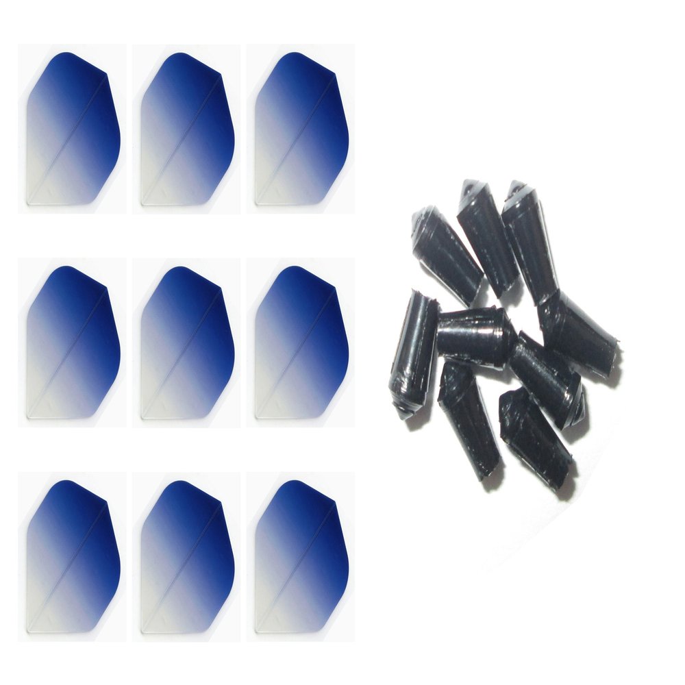 Retreiver 3 Sets of Vignette Transparent Standard Dart Flights Plus 3 Sets of Black Nylon Dart Flight Protectors (Dark Blue Top)