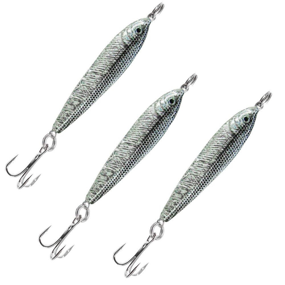3pcs 4.5oz Fish WOW! Fish Metal Bait Jig 4-1/2oz Mega Live Lure with a Treble Hook - Black Silver