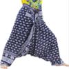 Full Funk Viscose Rayon Front Tie Harem Pants Pocket Plus Size Petite Length, X-Large, Iconic Elephants - Blue and White view 1