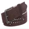 Women's 1 1/2" (38 mm) Snap on Suede Perforated Studded Leather Belt, Brown | 30" view 1