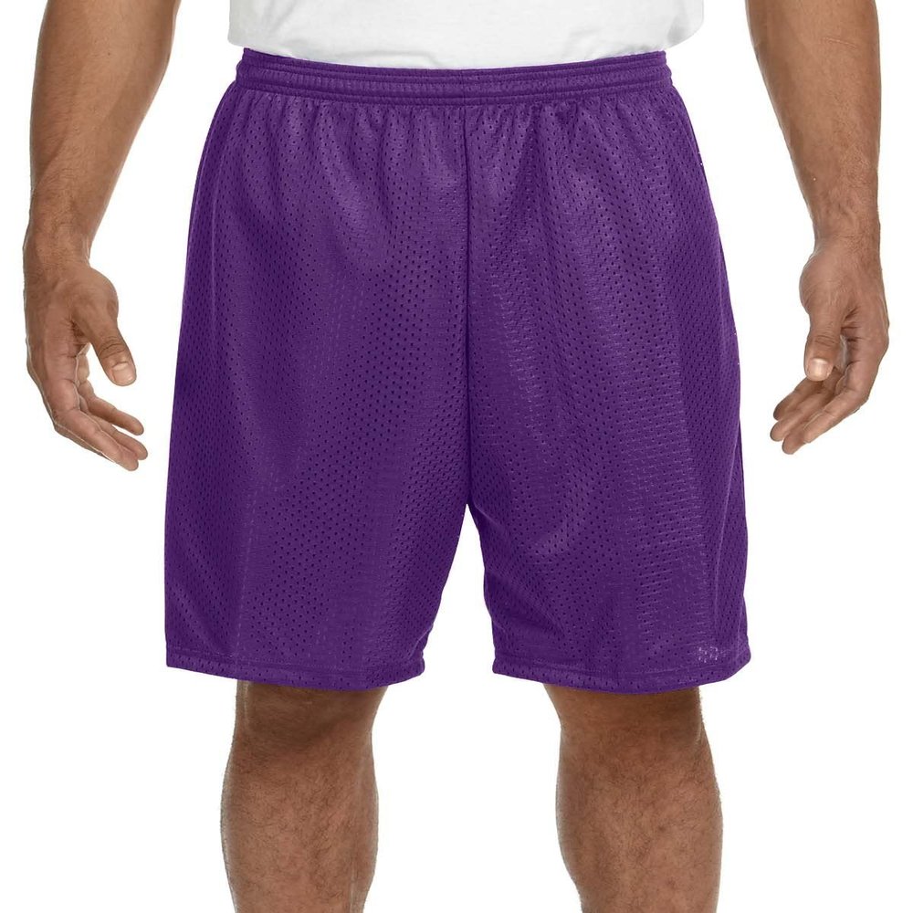 Adult XL Purple 9" Poly Mesh Moisture Wicking Athletic Shorts