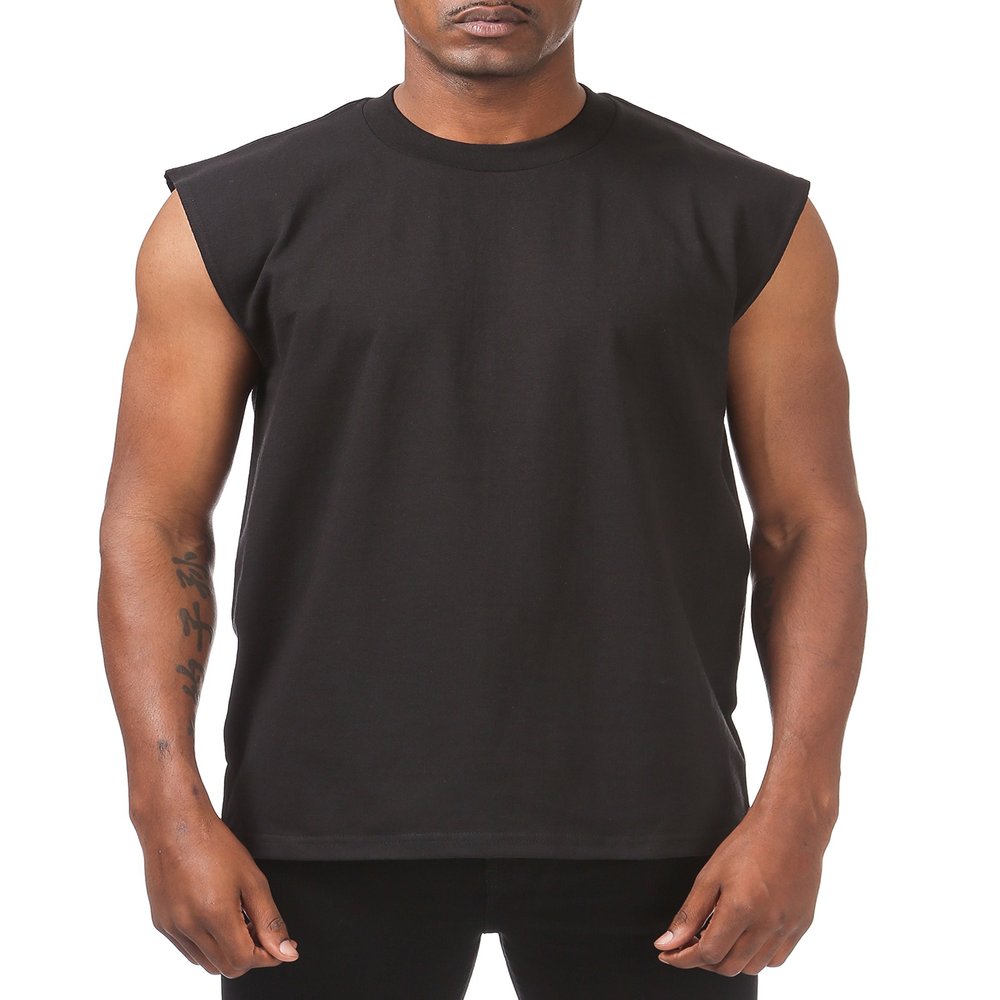 Pro Club Men's Heavyweight Sleeveless Muscle T-Shirt, Black, Medium