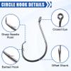 Offset Circle Hooks Octopus Saltwater Fishing Hooks High Carbon Steel Fishing Gear Tackles for Freshwater Catfish Trout, Black, Size 2/0, 100pcs view 2