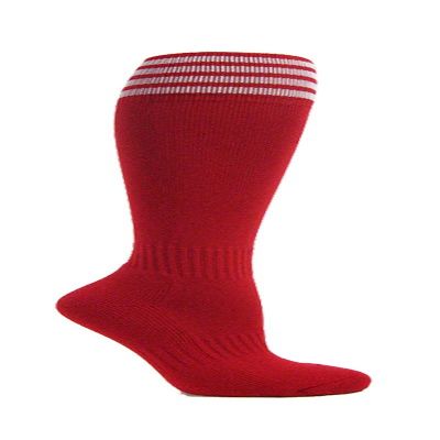 COUVER 4 Stripes Youth Football Soccer Sport Red Knee High Socks(1 Pair), White, Large