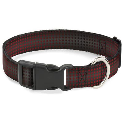 Dog Collar Plastic Clip Micro Polka Dots Transitions Black Red 6 to 9 Inches 0.5 Inch Wide