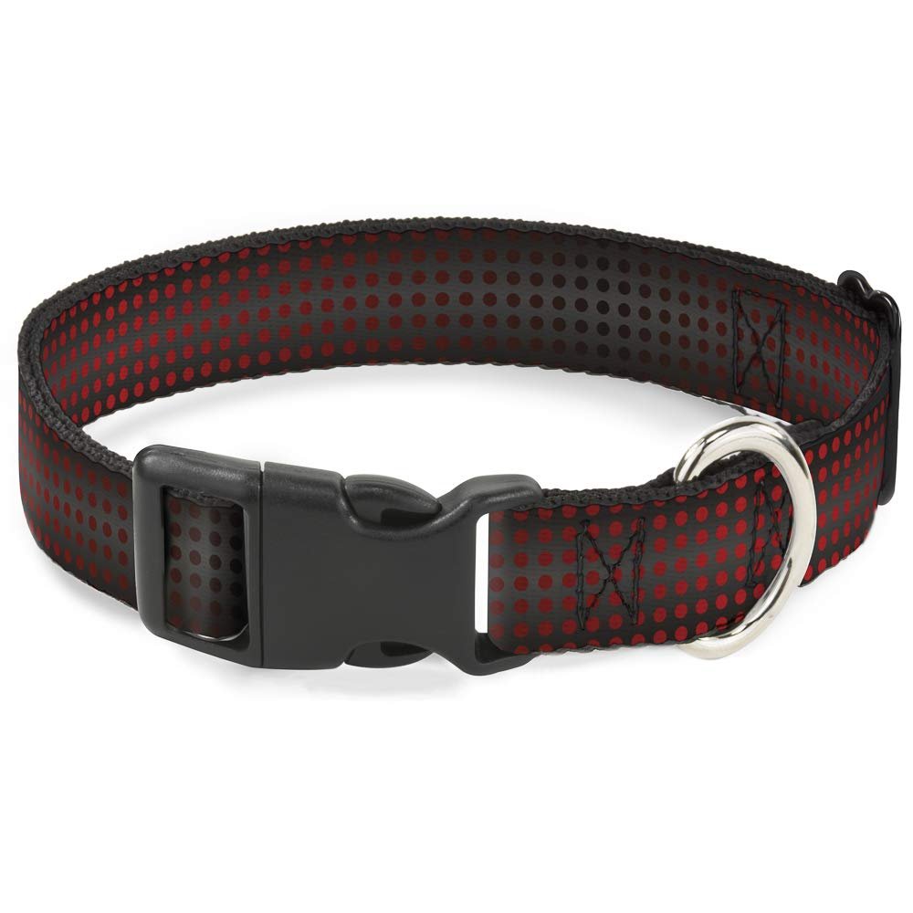Dog Collar Plastic Clip Micro Polka Dots Transitions Black Red 6 to 9 Inches 0.5 Inch Wide