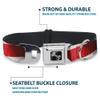 Dog Collar Seatbelt Buckle American Flag Vivid Stripes Close Up Red White 11 to 17 Inches 1.0 Inch Wide view 4