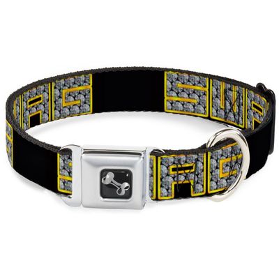 Dog Collar Seatbelt Buckle Swag Black Bling 15 to 26 Inches 1.0 Inch Wide