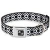 Dog Collar Seatbelt Buckle Geometric Diamond2 Black White Black 16 to 23 Inches 1.5 Inch Wide view 1