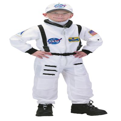Aeromax PERSONALIZED Jr. Astronaut Suit with Embroidered Cap and NASA patches, WHITE, in multiple sizes (8/10)