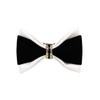 Hello Tie Men's Pre-tied Double Color PU Leather Luxury Bow Ties With Crystal Decoration- White view 1