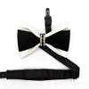 Hello Tie Men's Pre-tied Double Color PU Leather Luxury Bow Ties With Crystal Decoration- White view 2