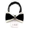 Hello Tie Men's Pre-tied Double Color PU Leather Luxury Bow Ties With Crystal Decoration- White view 4