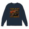 Tee Hunt Work Hard Haul Harder Men's Graphic Long Sleeve T-Shirt - American Pickup Truck Offroad 4x4 USA Design Medium Navy Blue view 1