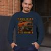 Tee Hunt Work Hard Haul Harder Men's Graphic Long Sleeve T-Shirt - American Pickup Truck Offroad 4x4 USA Design Medium Navy Blue view 3