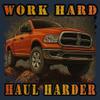 Tee Hunt Work Hard Haul Harder Men's Graphic Long Sleeve T-Shirt - American Pickup Truck Offroad 4x4 USA Design Medium Navy Blue view 4
