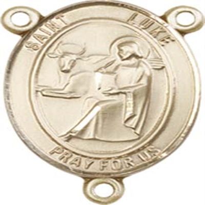 14K Gold Filled Saint Luke The Apostle Rosary Centerpiece Medal, 3/4 Inch
